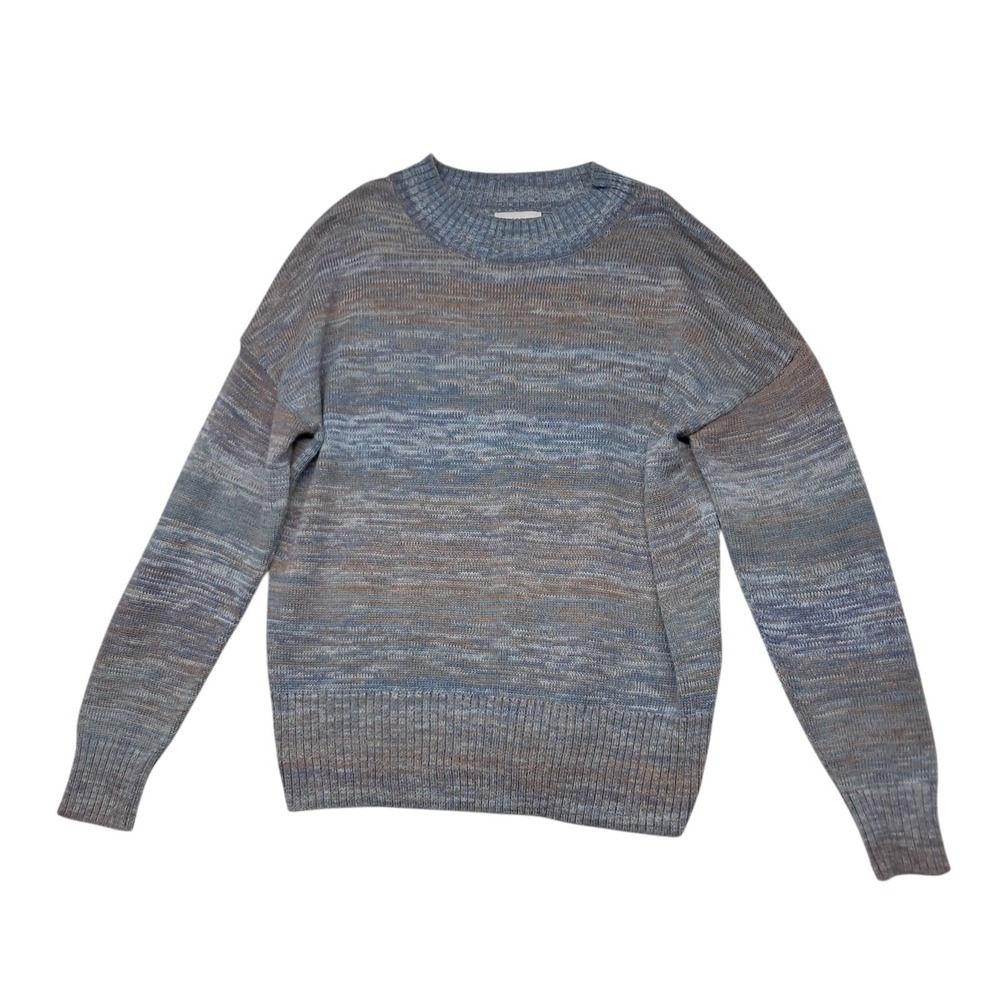 Evereve Libbie Marl Sweater Women's Medium Blue Brown Spacedye Wool Blend